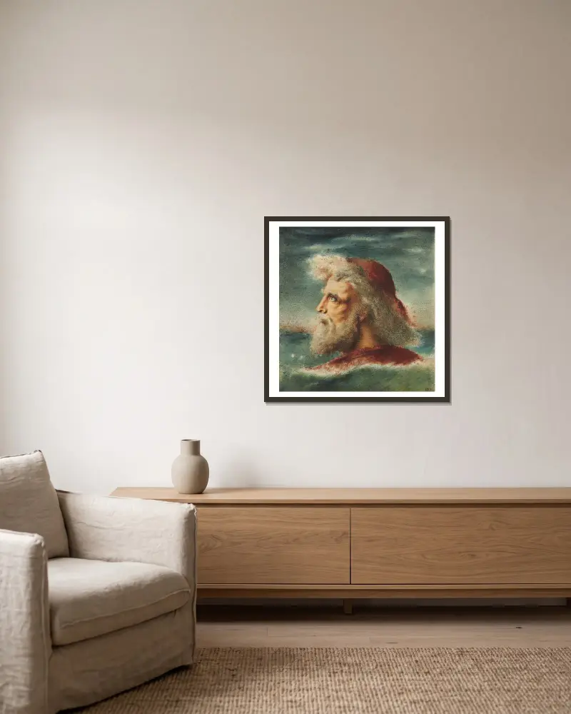 Petrus auf dem Meer von Simeon Solomon gerahmt an einer Wand