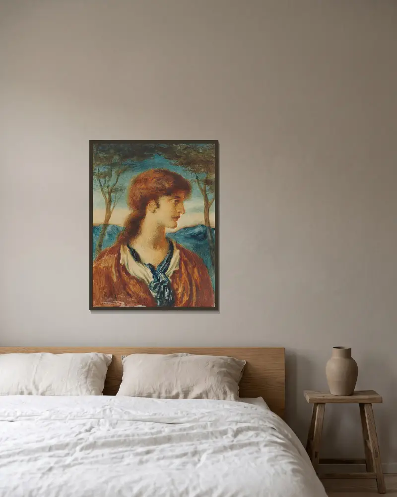 Studie av en yngling av Simeon Solomon inramad på en vägg