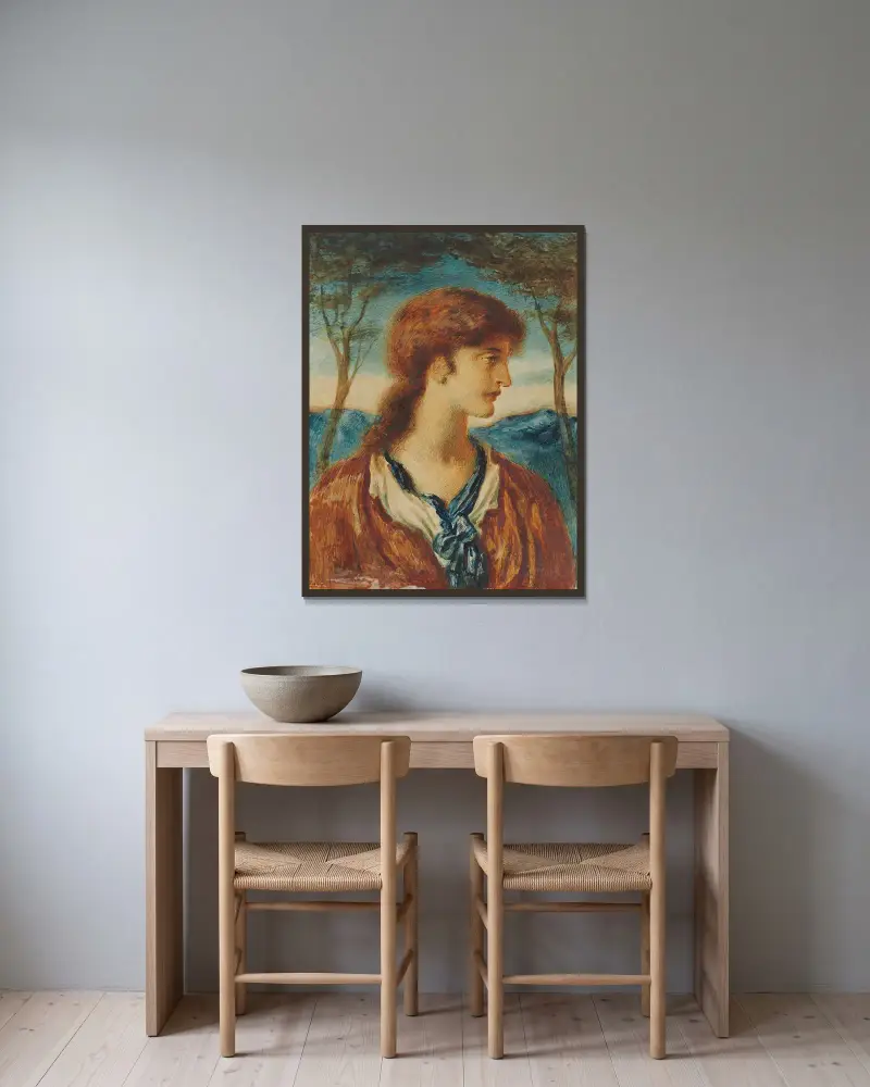 Studie av en yngling av Simeon Solomon inramad på en vägg