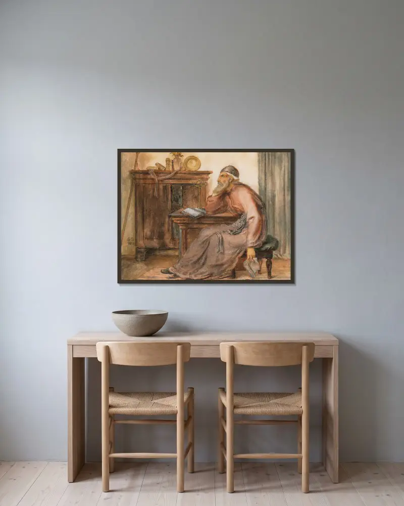 The Seer av Simeon Solomon inramad på en vägg