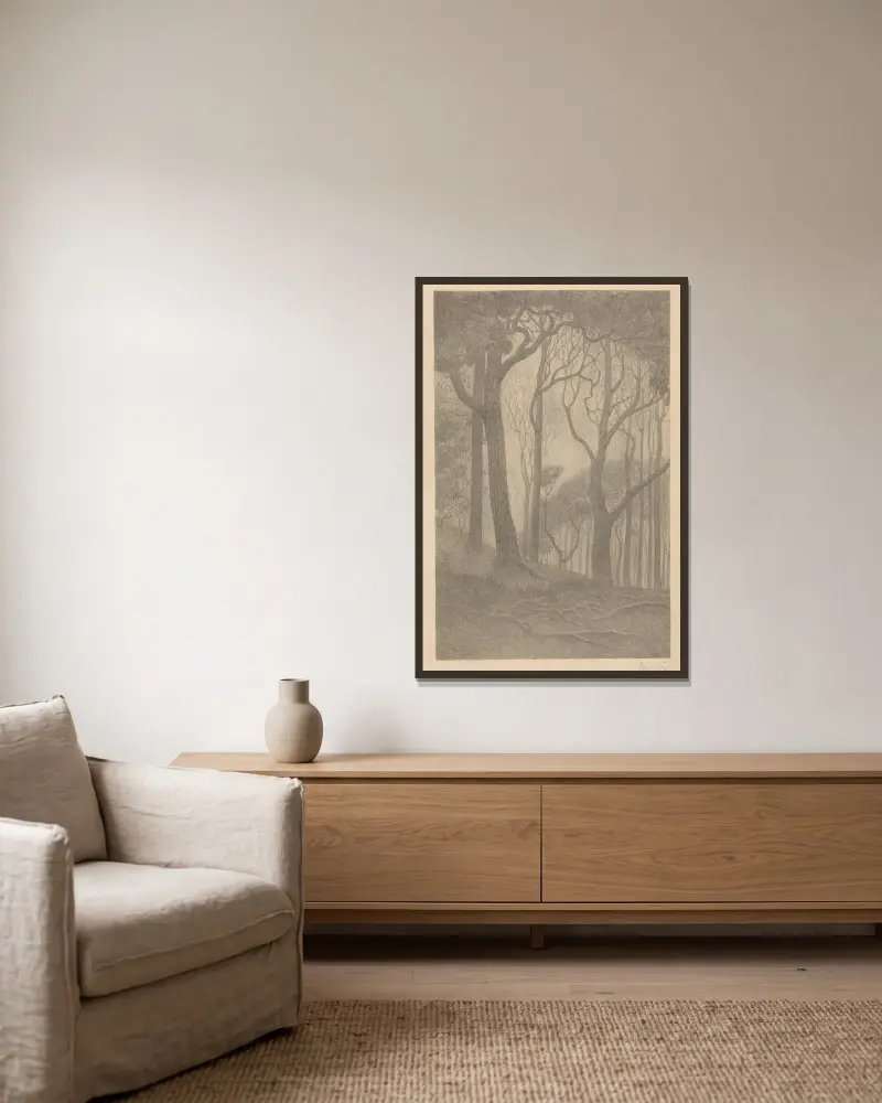Bäume von Simon Moulijn gerahmt an einer Wand