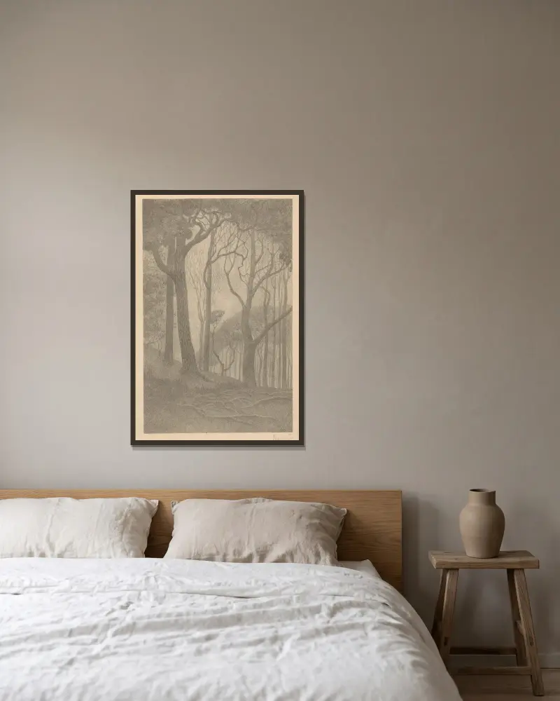 Bäume von Simon Moulijn gerahmt an einer Wand