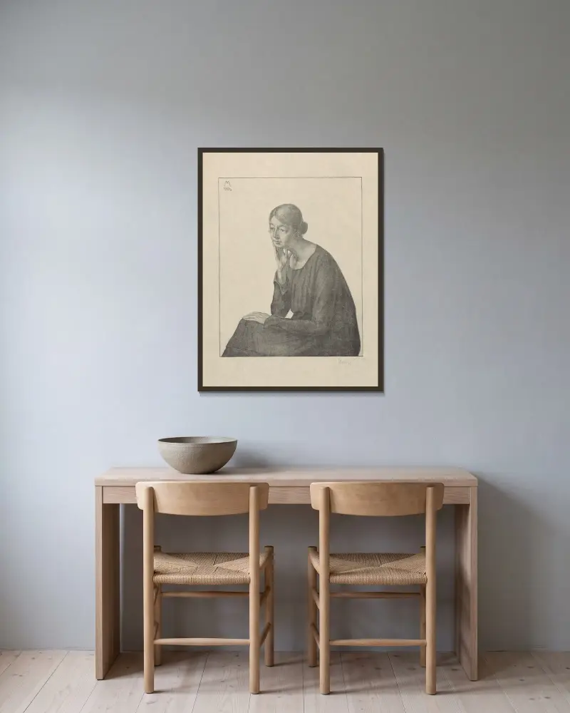 Porträtt av Henriëtte Haitsma Mulier, 1924 av Simon Moulijn inramad på en vägg