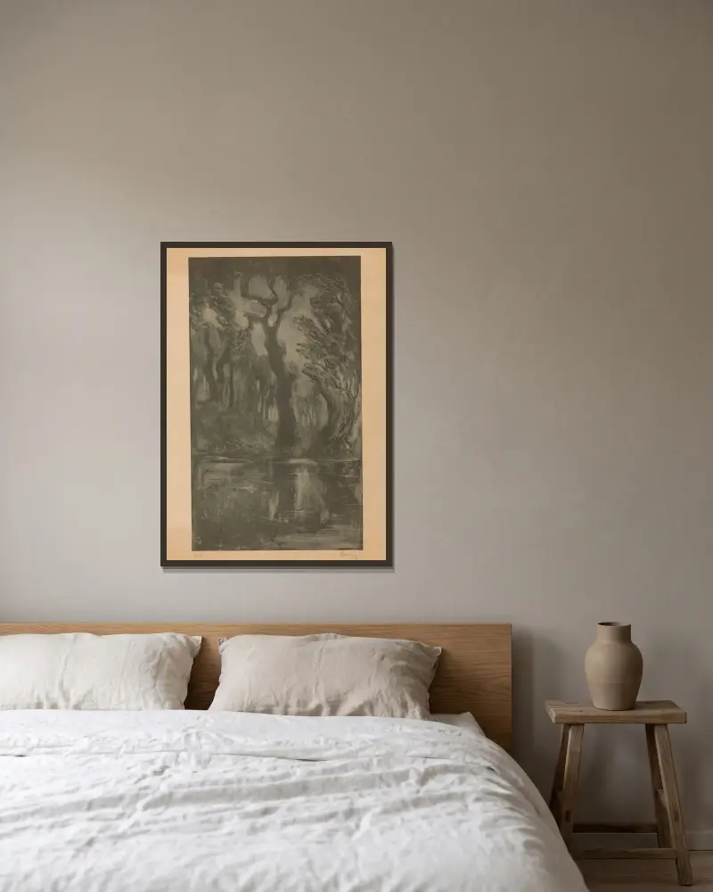 Wasser im Wald Droombos von Simon Moulijn gerahmt an einer Wand