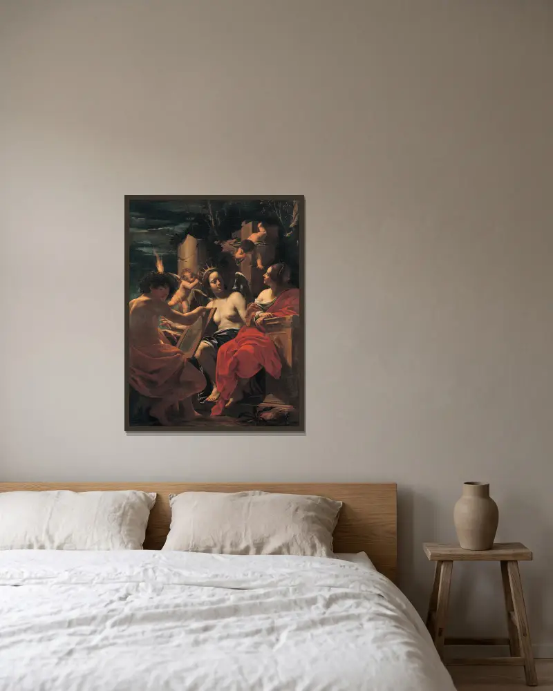 Allegorie von Simon Vouet gerahmt an einer Wand