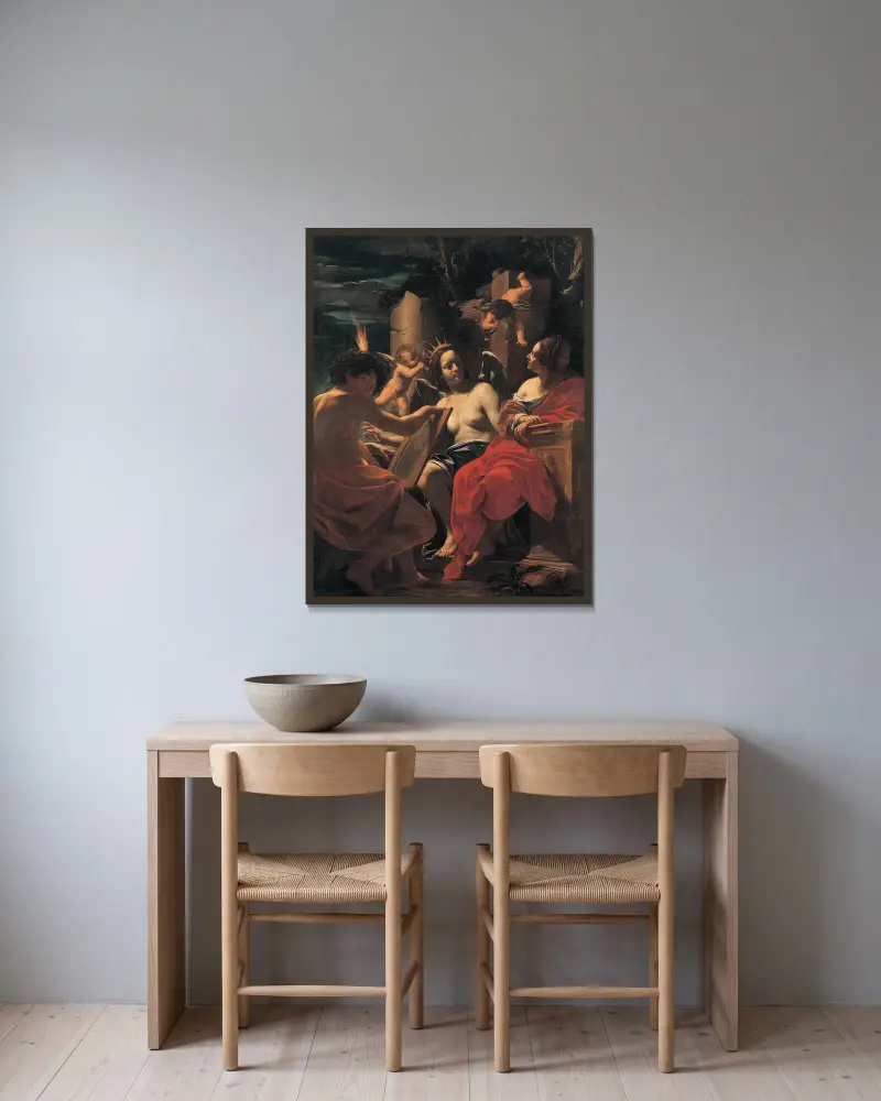 Allegorie von Simon Vouet gerahmt an einer Wand