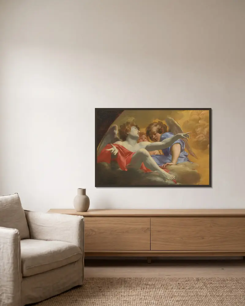 Model for Altarpiece in St. Peter’s, 1625 – nr 2 av Simon Vouet inramad på en vägg