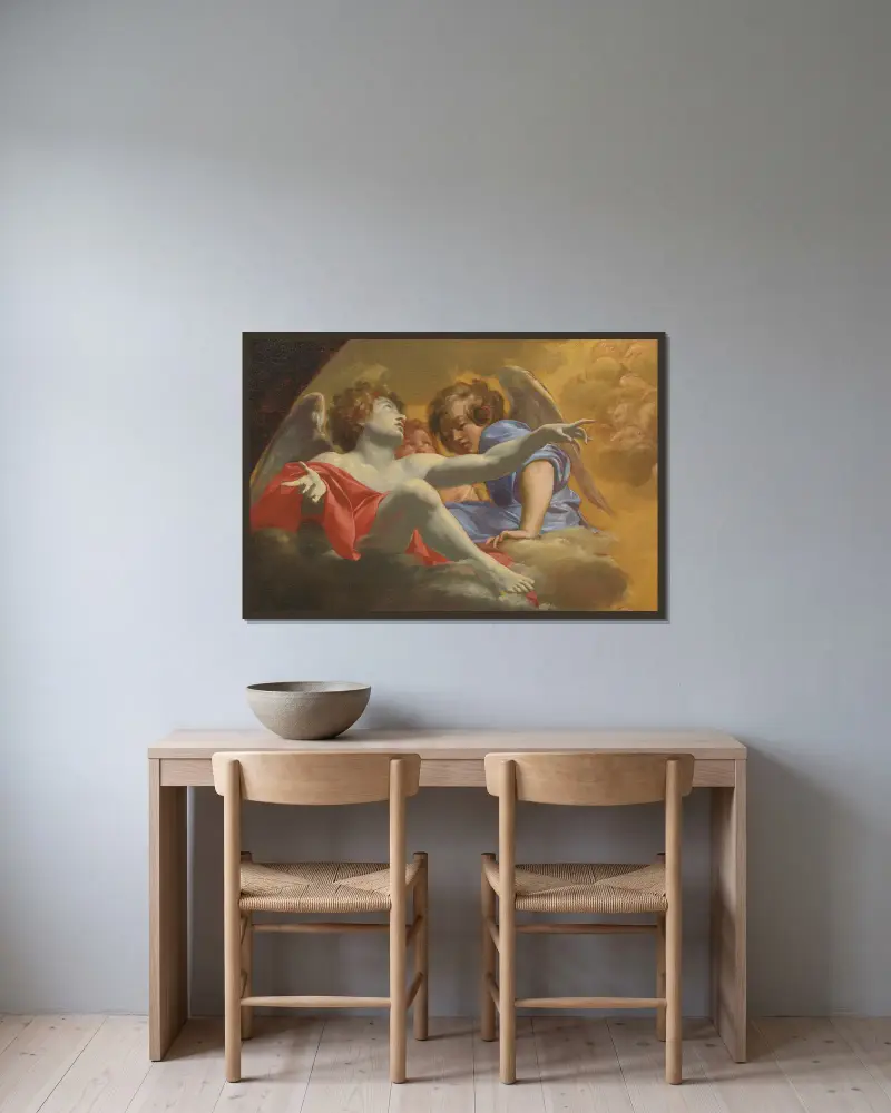 Model for Altarpiece in St. Peter’s, 1625 – nr 2 av Simon Vouet inramad på en vägg