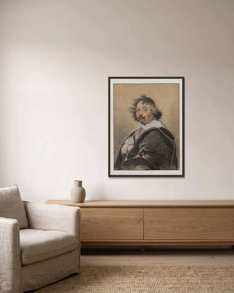 Porträt eines Mannes im Profil, nach links gewandt von Simon Vouet gerahmt an einer Wand