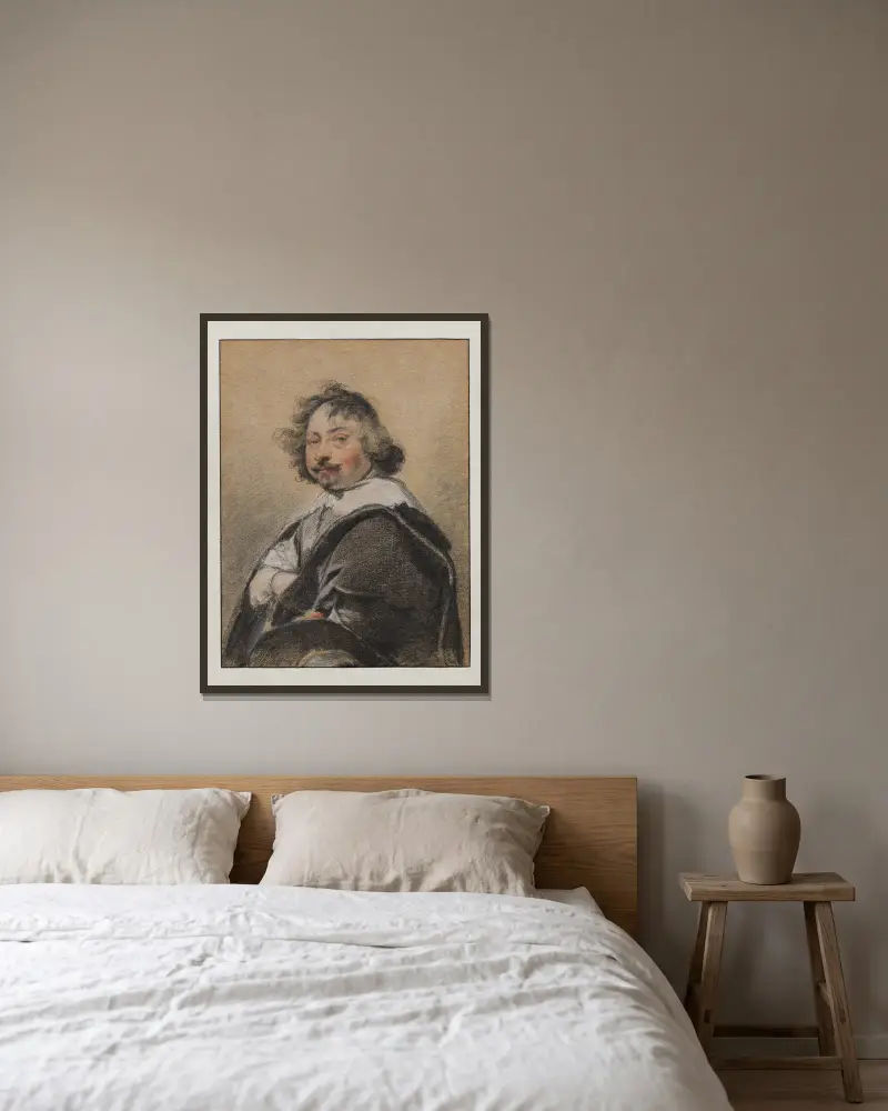 Porträt eines Mannes im Profil, nach links gewandt von Simon Vouet gerahmt an einer Wand