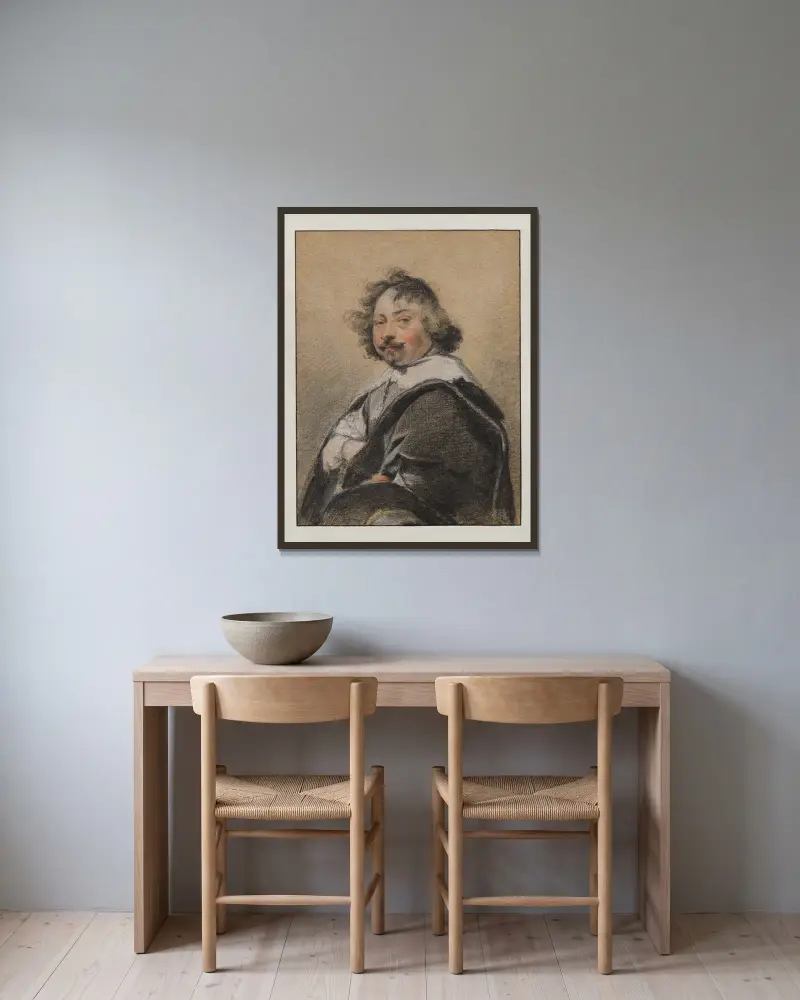 Porträt eines Mannes im Profil, nach links gewandt von Simon Vouet gerahmt an einer Wand