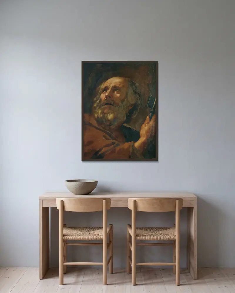 Saint Peter av Simon Vouet inramad på en vägg