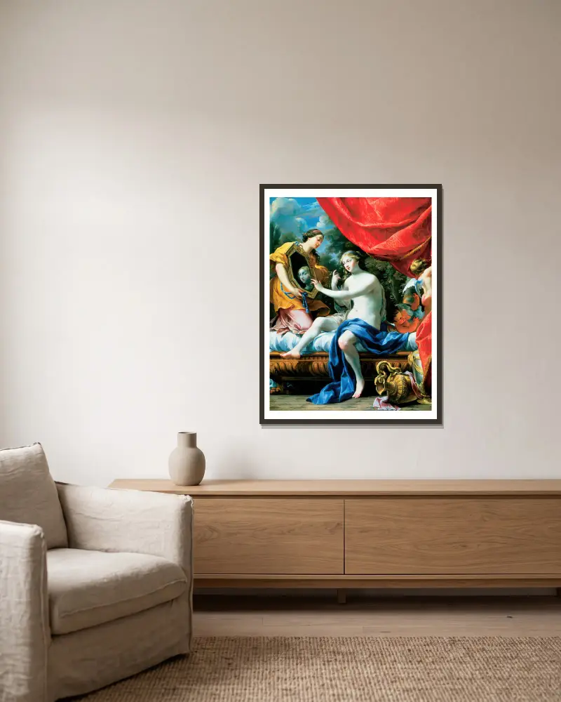 Venus toalett av Simon Vouet inramad på en vägg