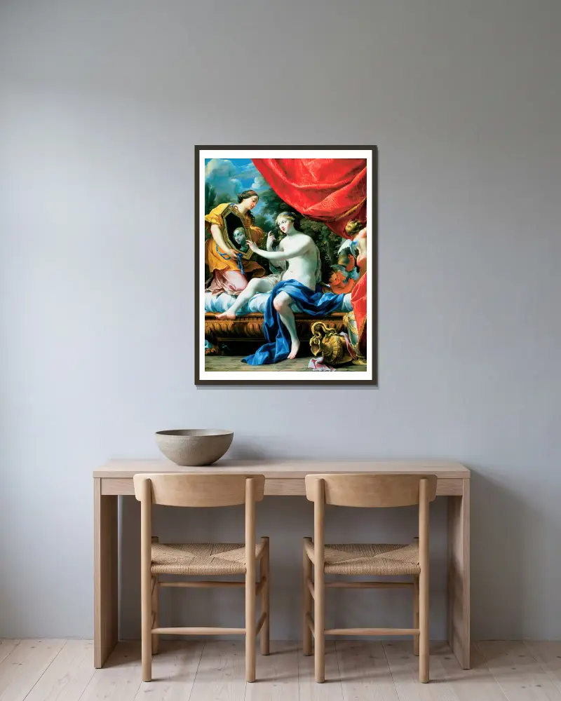 Venus toalett av Simon Vouet inramad på en vägg