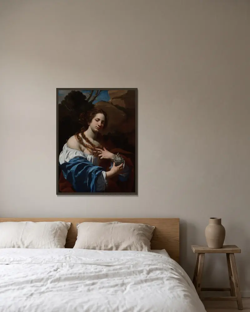 Virginia da Vezzo, the Artist’s Wife, as the Magdalen av Simon Vouet inramad på en vägg