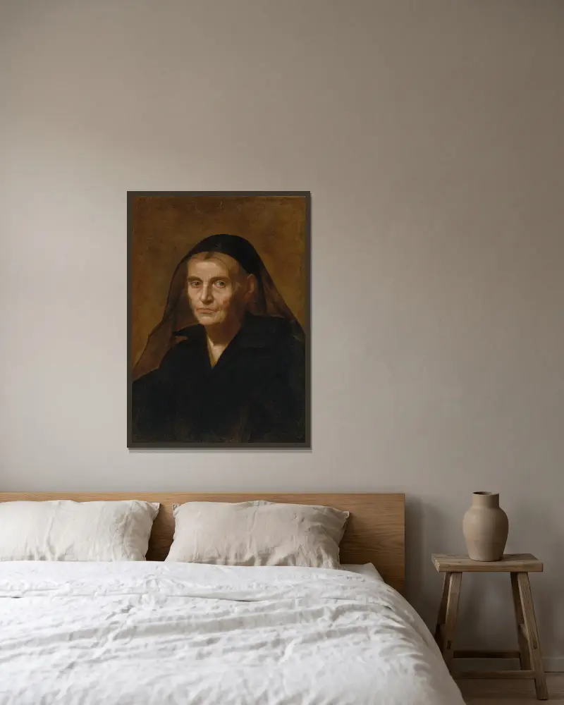 Portrait of a widow av Simone Cantarini inramad på en vägg