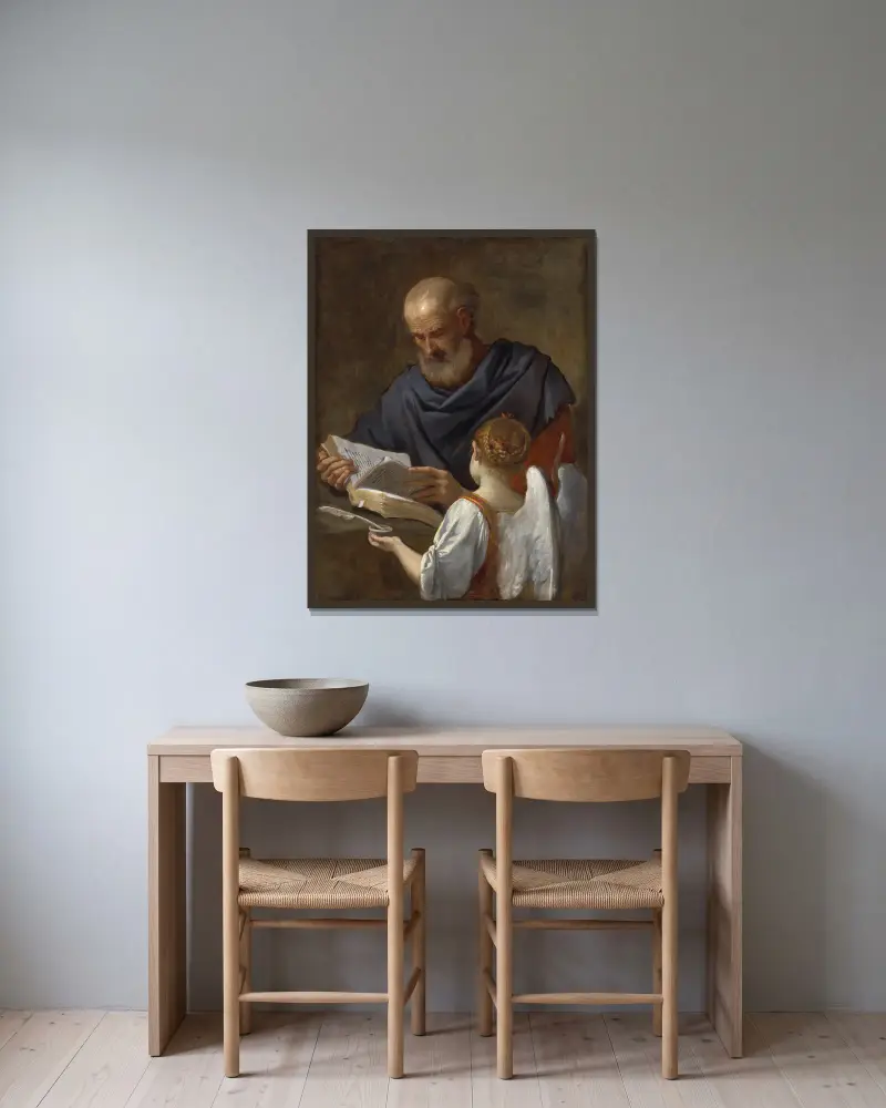 Svatý Matouš a anděl, Simone Cantarini v rámu na stěně