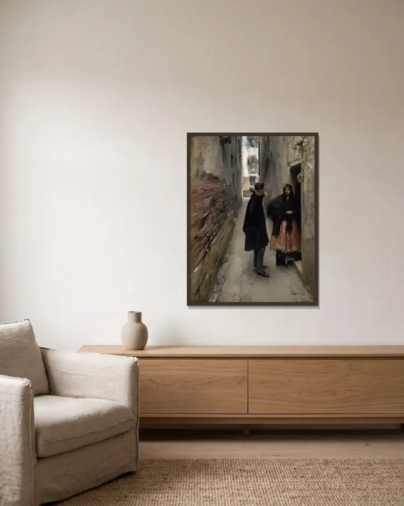 Eine Straße in Venedig von John Singer Sargent gerahmt an einer Wand