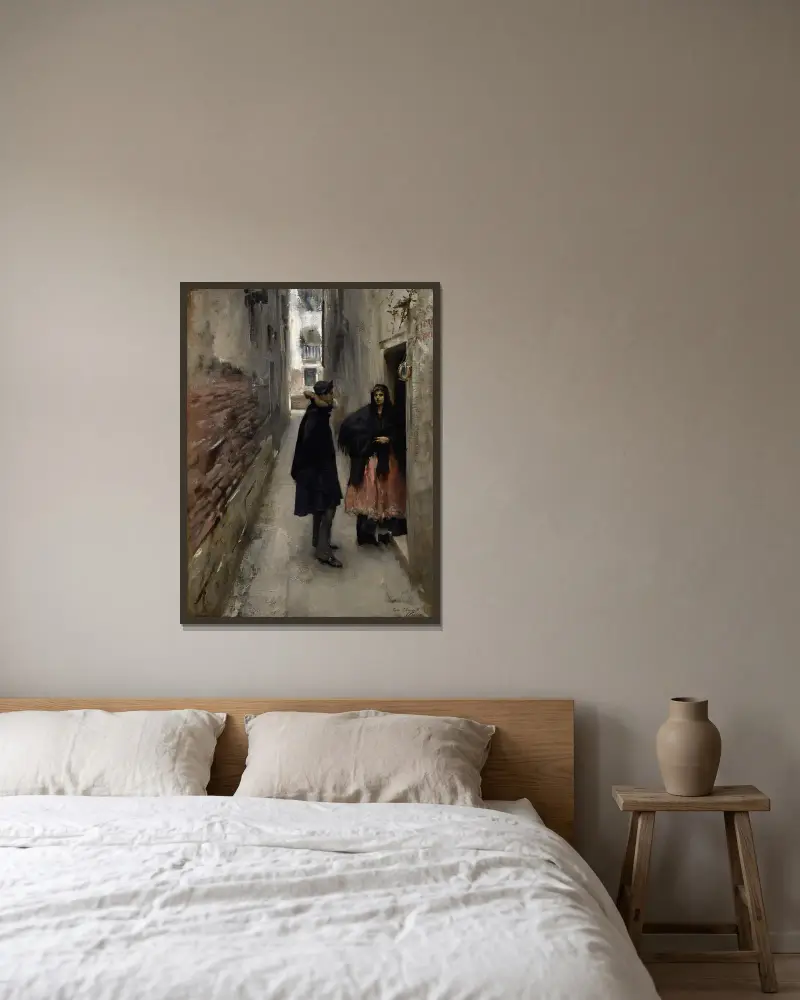 Eine Straße in Venedig von John Singer Sargent gerahmt an einer Wand