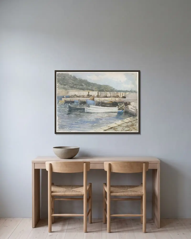 Boats – nr 1 av John Singer Sargent inramad på en vägg