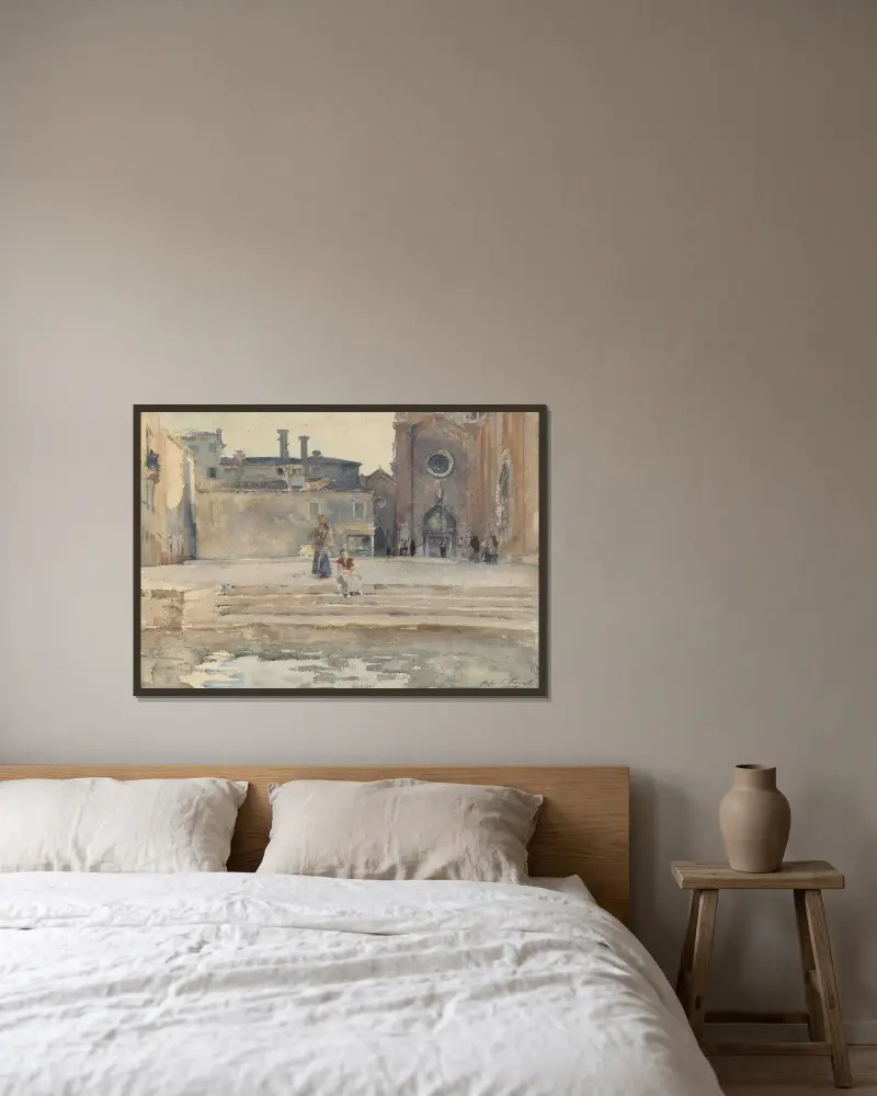 Campo dei Frari, Benátky, John Singer Sargent v rámu na stěně