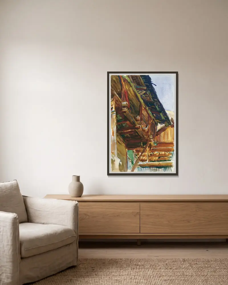Chalet av John Singer Sargent inramad på en vägg