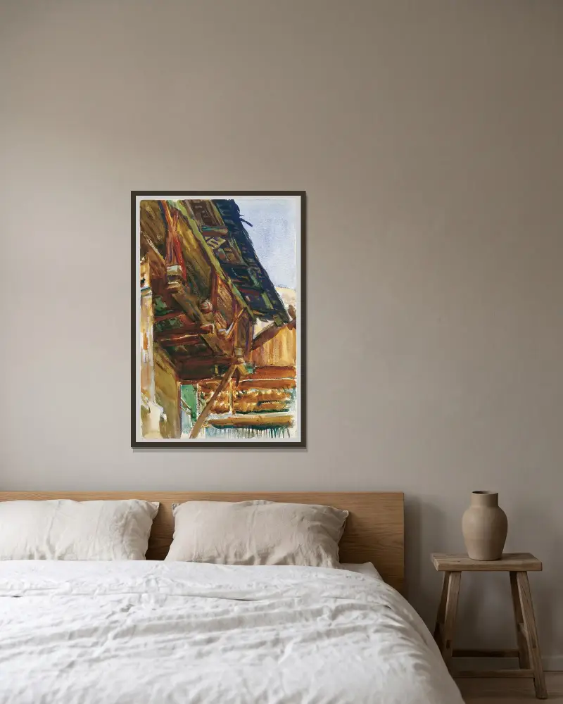 Chalet av John Singer Sargent inramad på en vägg