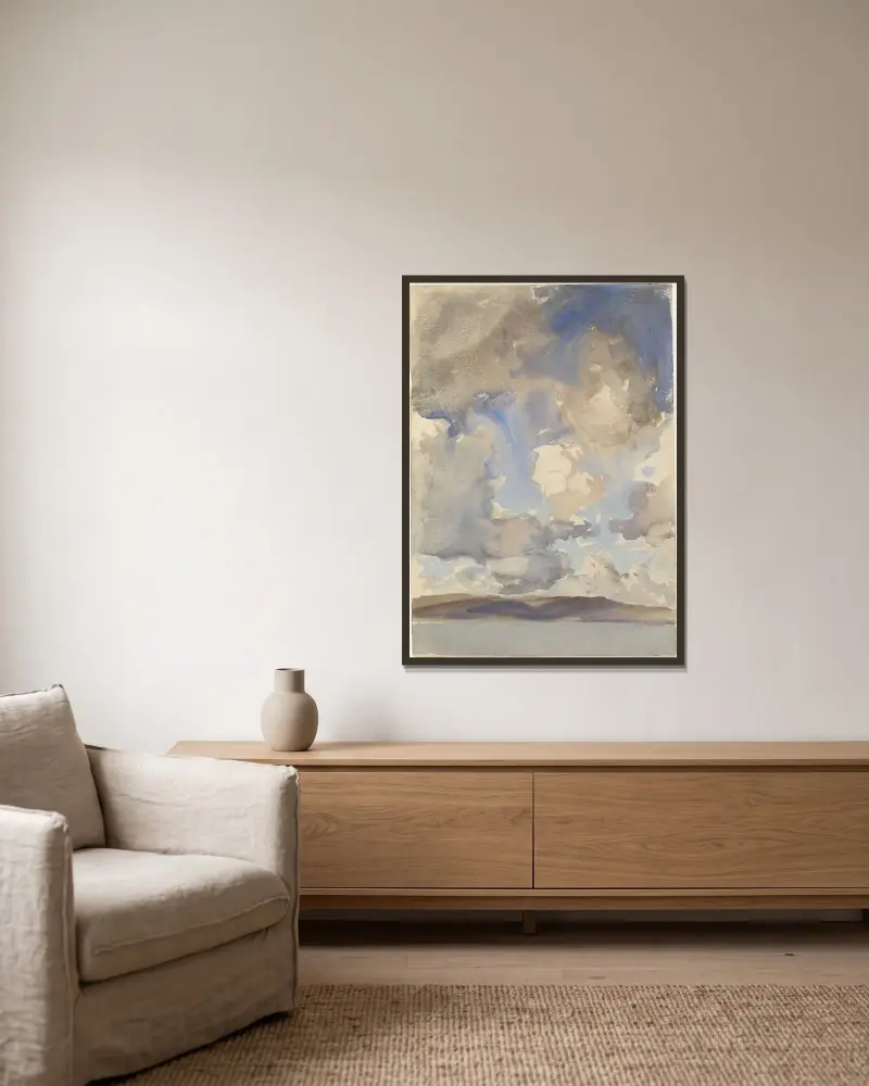 Clouds av John Singer Sargent inramad på en vägg
