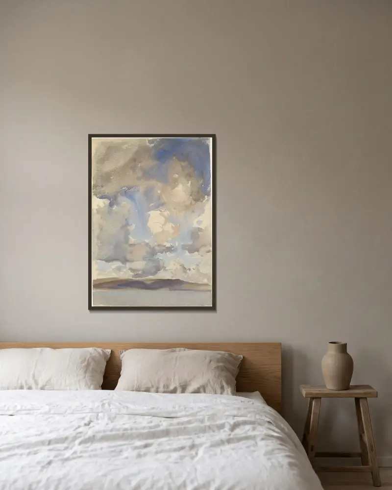 Clouds av John Singer Sargent inramad på en vägg