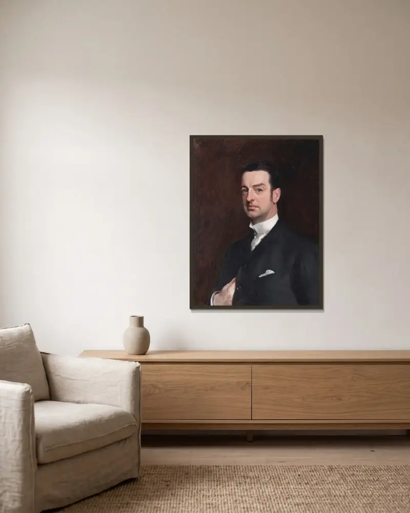 Cornelius Vanderbilt II av John Singer Sargent inramad på en vägg