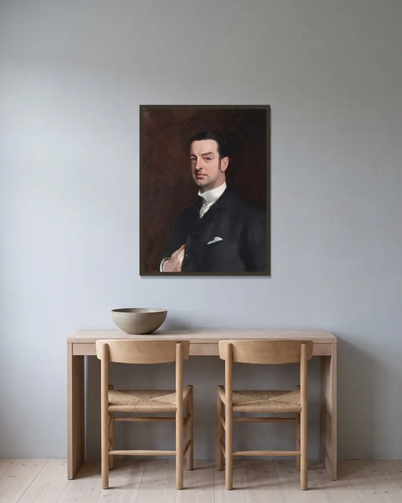 Cornelius Vanderbilt II av John Singer Sargent inramad på en vägg