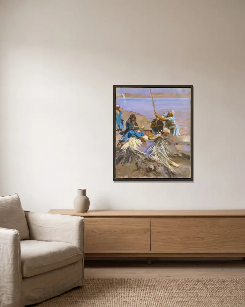 Ägypter, Wasser aus dem Nil schöpfend von John Singer Sargent gerahmt an einer Wand