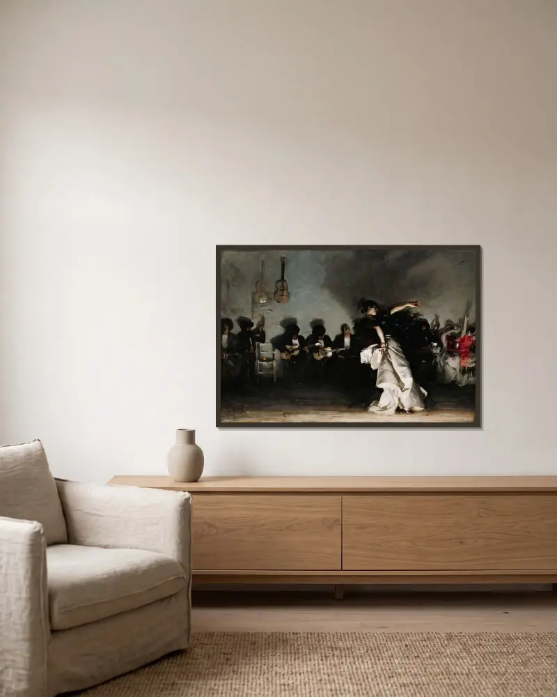 El Jaleo, John Singer Sargent v rámu na stěně