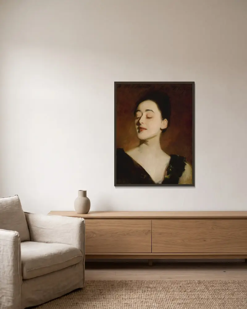 Flora Priestley (Lampenlicht-Studie) von John Singer Sargent gerahmt an einer Wand