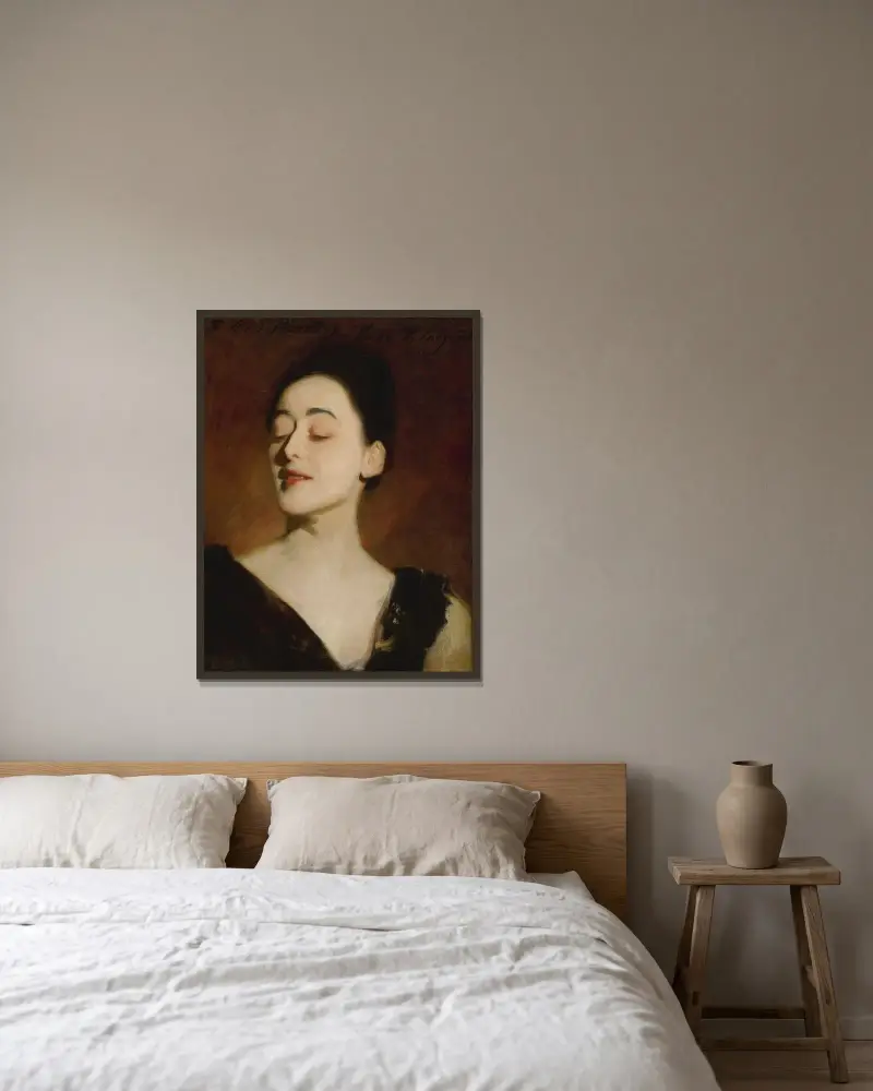 Flora Priestley (Lampenlicht-Studie) von John Singer Sargent gerahmt an einer Wand