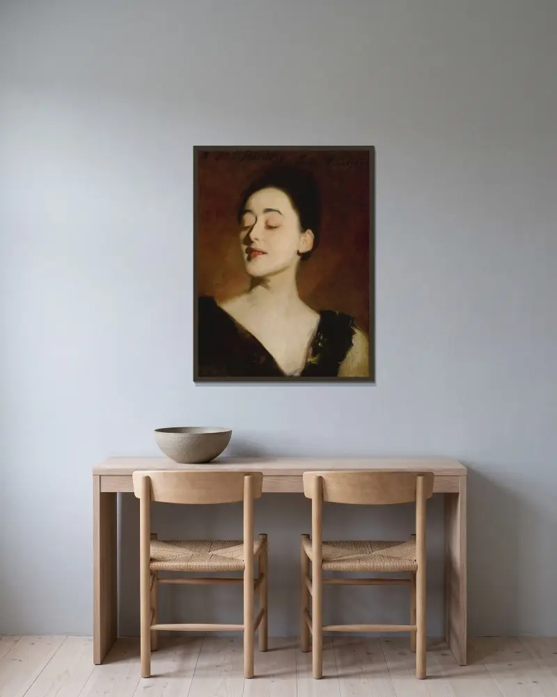 Flora Priestley (Lampenlicht-Studie) von John Singer Sargent gerahmt an einer Wand