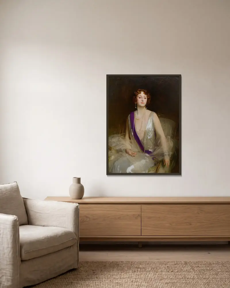 Grace Elvina, Marchioness Curzon of Kedleston von John Singer Sargent gerahmt an einer Wand