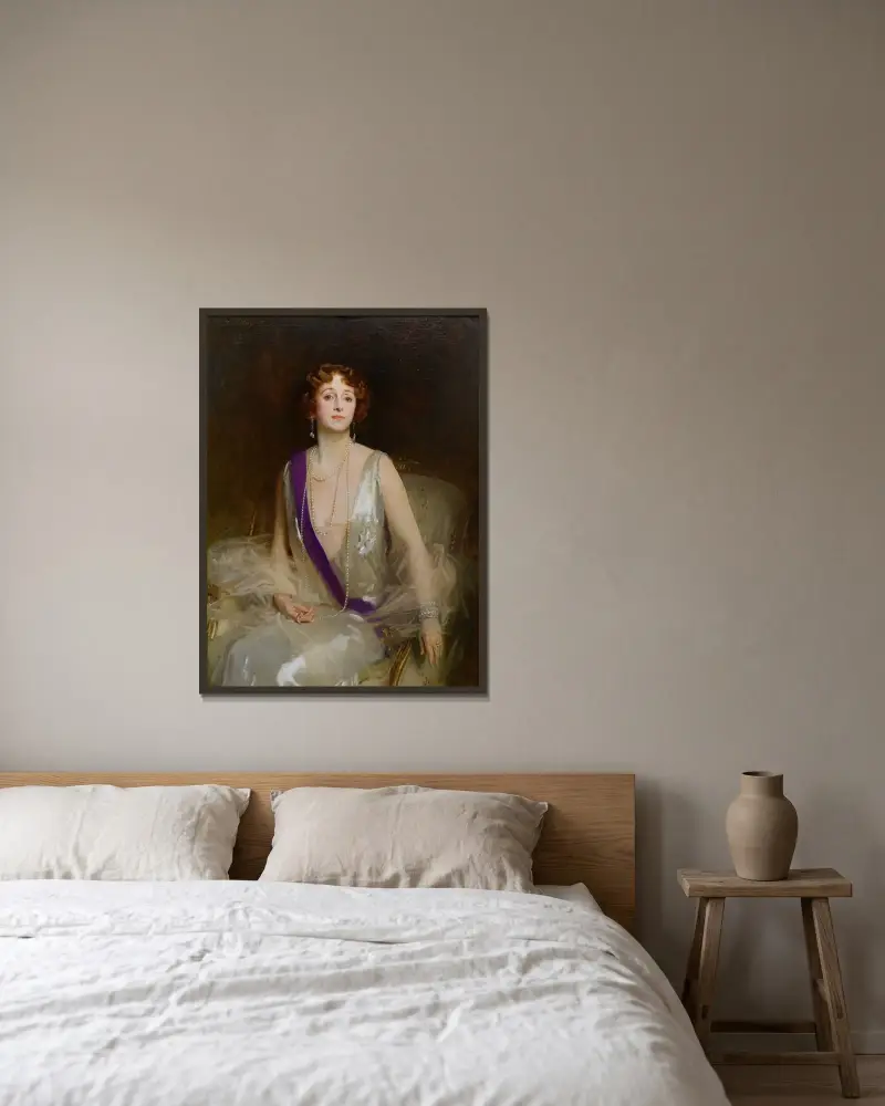 Grace Elvina, Marchioness Curzon of Kedleston von John Singer Sargent gerahmt an einer Wand