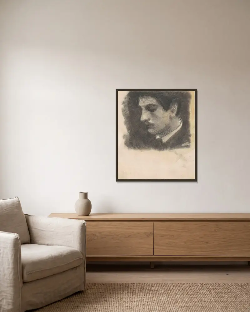 Studie eines Männerkopfes von John Singer Sargent gerahmt an einer Wand