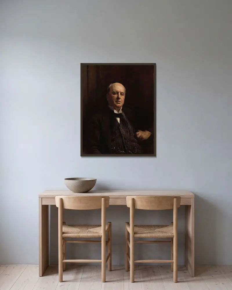 Henry James av John Singer Sargent inramad på en vägg