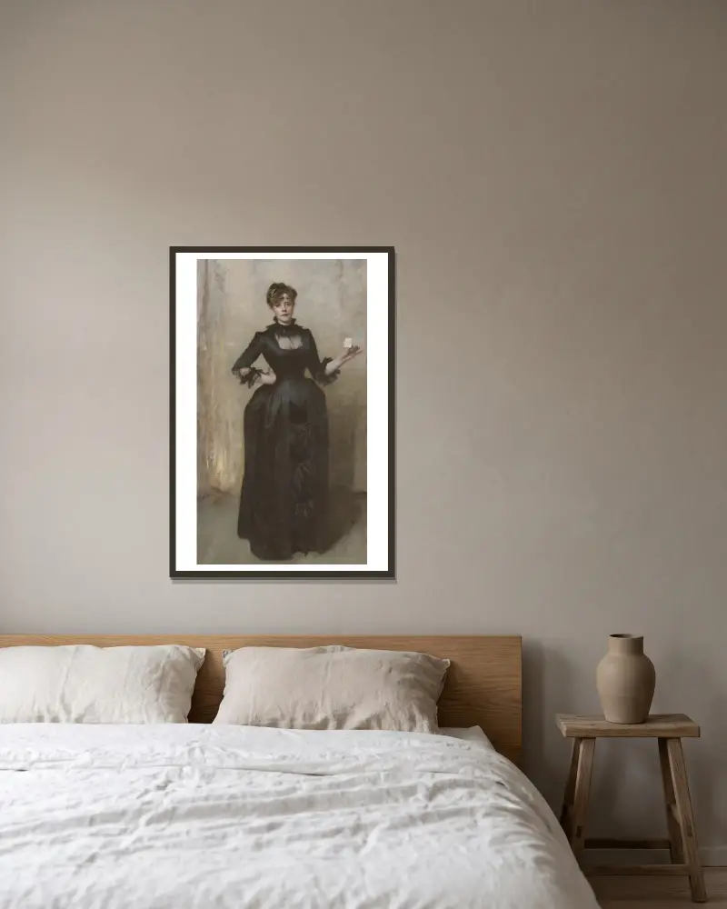 Lady With The Rose (Charlotte Louise Burckhardt) av John Singer Sargent inramad på en vägg