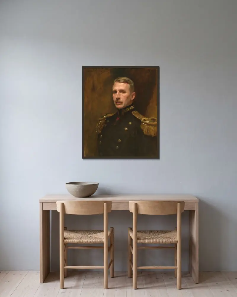 Leonard Wood von John Singer Sargent gerahmt an einer Wand
