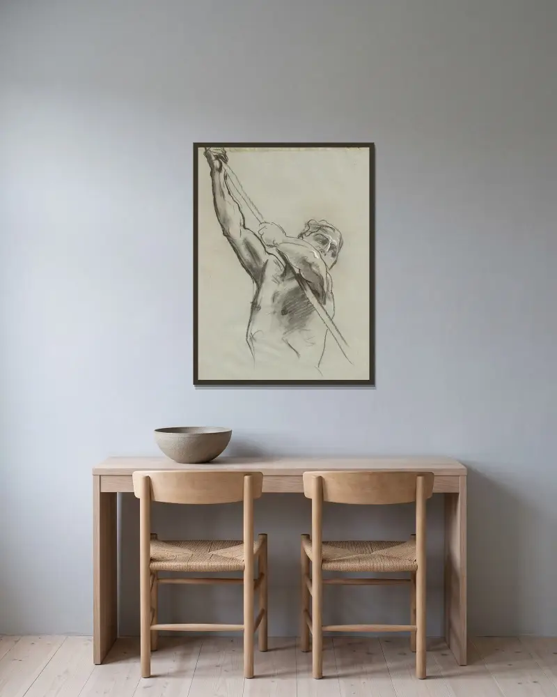 Männlicher Torso mit Stange von John Singer Sargent gerahmt an einer Wand