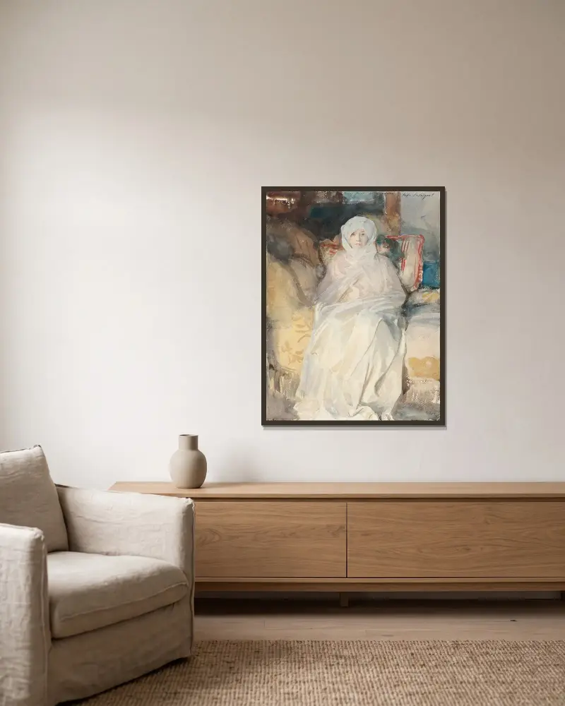 Paní Gardnerová v bílém, John Singer Sargent v rámu na stěně