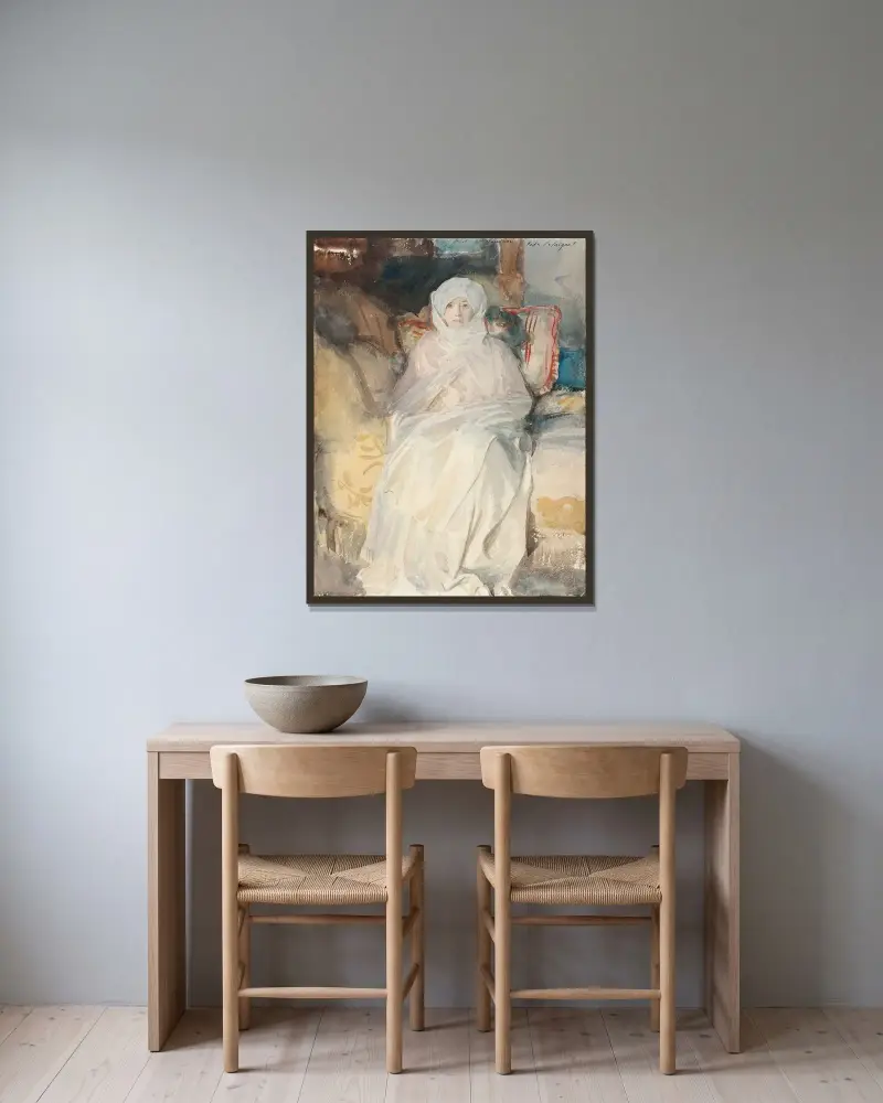 Paní Gardnerová v bílém, John Singer Sargent v rámu na stěně