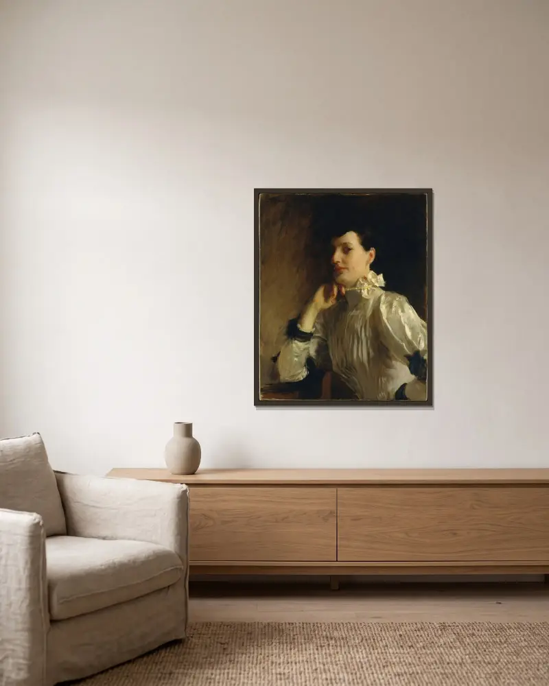 Mrs. Henry Galbraith Ward av John Singer Sargent inramad på en vägg