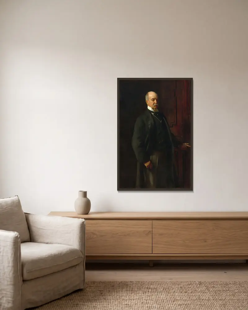 Peter A. B. Widener av John Singer Sargent inramad på en vägg