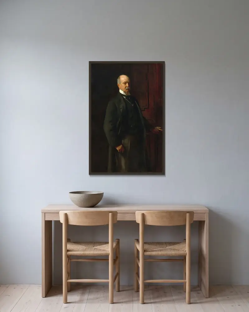 Peter A. B. Widener av John Singer Sargent inramad på en vägg