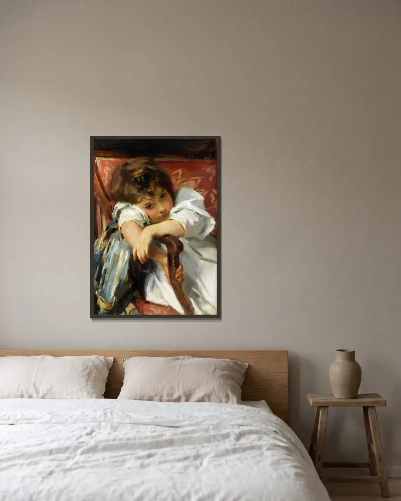 Porträtt av ett barn av John Singer Sargent inramad på en vägg