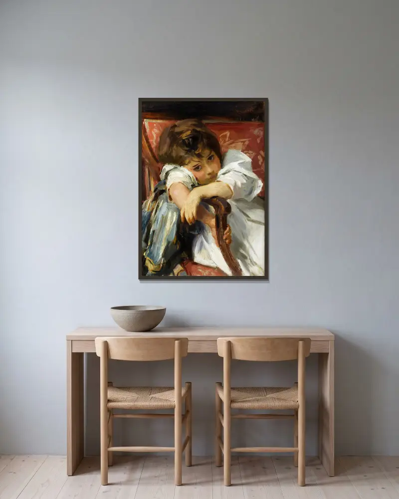 Porträtt av ett barn av John Singer Sargent inramad på en vägg